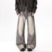 Vintage Washed High-Street Jeans – Distressed Splatter Paint Straight-Leg Denim For Men & Women (Grey Wash, S-3XL)_mkmklike.com