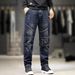 Men's Distressed Denim Jeans | Stretch Comfort Slim Fit With Patchwork Details | Vintage Blue Casual Pants_mkmklike.com