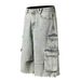 Men's Clothing Street Personality Pocket Distressed Stitching Wide Leg Jeans Washed Distressed Wide Cartoon Loose Print Wide Leg Pants_mkmklike.com