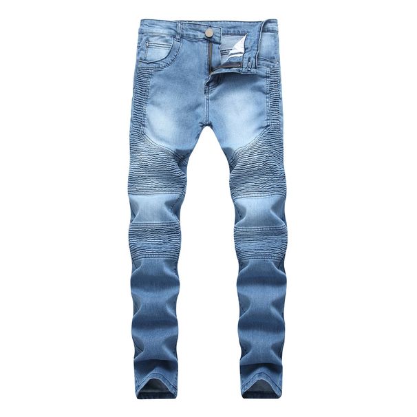 Biker Skinny Jeans for Men And Women Distressed Stretch Denim with Knee Wrinkles Slim Fit Ripped Casual Streetwear Jeans_mkmklike.com