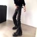 Men's Clothing Pleated Bell Bottoms Niche Design Heavy Washed Black And Gray Jeans_mkmklike.com