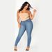 Women's Clothing Plus Size Fashion High Stretch Denim Small Leg Pants_mkmklike.com