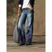 2025 Digital Print Five-Point Star Denim Women's Wide-Leg Long Trousers, Slightly Flared Pants, Best-Selling_mkmklike.com