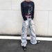 Men's Distressed Flared Jeans With Fringe Detail - Washed Vintage Denim Pants, Loose Fit High Street Trousers For Casual Wear_mkmklike.com