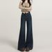 American-style Dark Blue High-waisted Stretch Slimming Jeans For Women, New Spring Fashion, Non-clingy To The Legs,_mkmklike.com