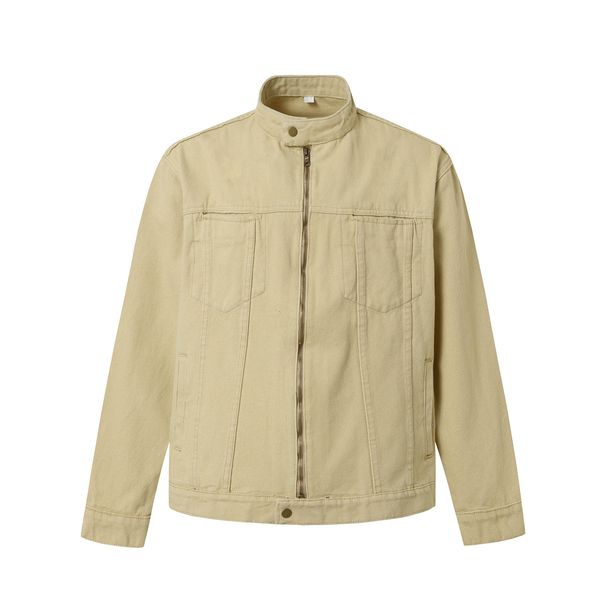 Jiayiku Men's 2025 Spring New Style American Washed Denim Jacket, Workwear Jacket For Men_mkmklike.com