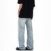 Men's Clothing Retro Washed Blue Flared Jeans High End Design Niche Simple Versatile Casual Pants_mkmklike.com