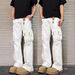 American Style Tie-Dye Multi-Pocket Jeans Men High Street Dirty Fit Slightly Flared Casual Straight Leg Cargo Pants_mkmklike.com