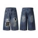 Men's Clothing Ripped Camouflage Stitching Distressed Stitching Wide Leg Jeans Washed Distressed Loose Embroidered Wide Leg Pants_mkmklike.com
