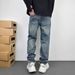 Men's Clothing Small Straight Blue Jeans Men's Trendy Brand Handsome Long Pants Versatile Trend_mkmklike.com