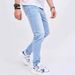 High Street Men's Jeans Simple Light Blue Elastic Slim Fit Small Straight Casual Men's Trousers_mkmklike.com