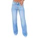 Women's High-Waisted Washed Wide-Leg Jeans – Vintage Stretch-Free Denim Pants For Casual & Office Wear (Blue, 95% Cotton)_mkmklike.com