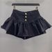 Black High Waist Single Breasted Layered Ruffled A Line Denim Skirt Bottoming Skirt Puffy Skirt For Women_mkmklike.com