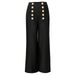 Women's clothing spring new style fashion double-breasted rivet concealed button straight pants versatile slim women's trousers casual_mkmklike.com