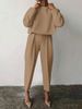 Women's loose solid color long-sleeved casual two-piece set_mkmklike.com