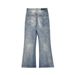 Men's Clothing Washed Old Denim Flared Pants Vibe Trendy Hippie Men's Trousers High Street Loose Casual Wide Leg Pants_mkmklike.com