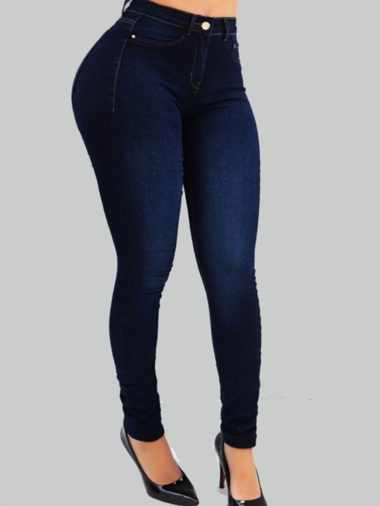 K Fashionable High Waisted Elastic Slim Fit Denim Shorts_mkmklike.com