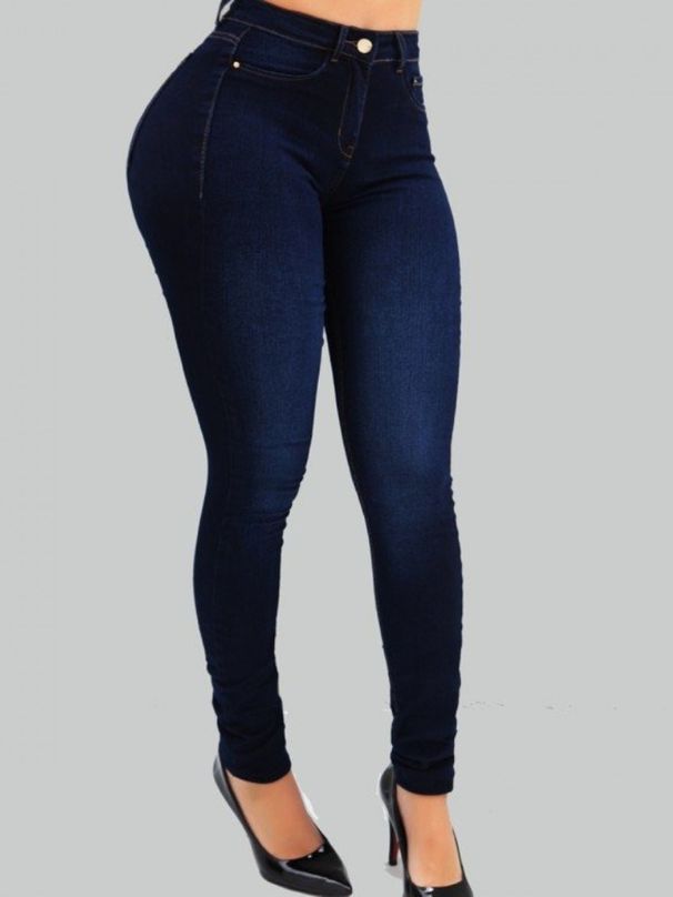 K Fashionable High Waisted Elastic Slim Fit Denim Shorts_mkmklike.com