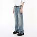 Men's Clothing Autumn Retro Distressed Washed White Jeans Loose And Versatile Mopping Casual Pants_mkmklike.com