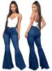 Women's High-Waisted Flared Jeans - Stretch Denim Bootcut Pants In 10 Colors (White/Black/Navy/Blue/Mocha/Brown/Pink/Burgundy/Purple)_mkmklike.com