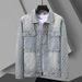 Men's Clothing Denim Jacket Fashion Casual Fashion Casual Denim Jacket - Classic Loose Fit Long Sleeve Coat For Spring & Autumn (Grey/Black/Blue)_mkmklike.com