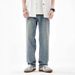 Men's Light Wash High Street Jeans Relaxed Straight Fit Vintage Washed Wide Leg Trousers Casual Wear_mkmklike.com