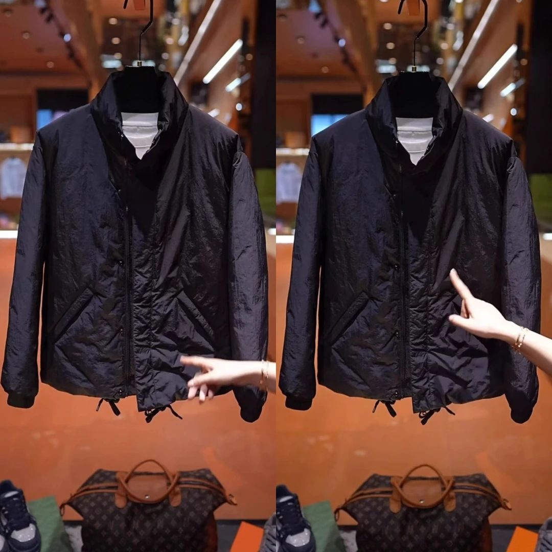High-Quality Light Luxury Solid Color Stand Collar Retro Personality Cool Men And Women Autumn Winter Warm Loose Jacket_mkmklike.com