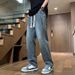 Men's Straight Leg Jeans Loose Fit Wide Leg Casual Pants Thin Style Youth Summer 2024 New Arrival_mkmklike.com