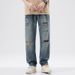 Men's Clothing New Retro Washed Hole Jeans Men's Casual Versatile Loose Straight Wide Leg Pants Handsome Style_mkmklike.com