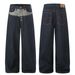 Men's Wide Leg Slightly Curved Jeans High Street Style High End Color Block Patchwork Raw Denim Design For Men And Women_mkmklike.com
