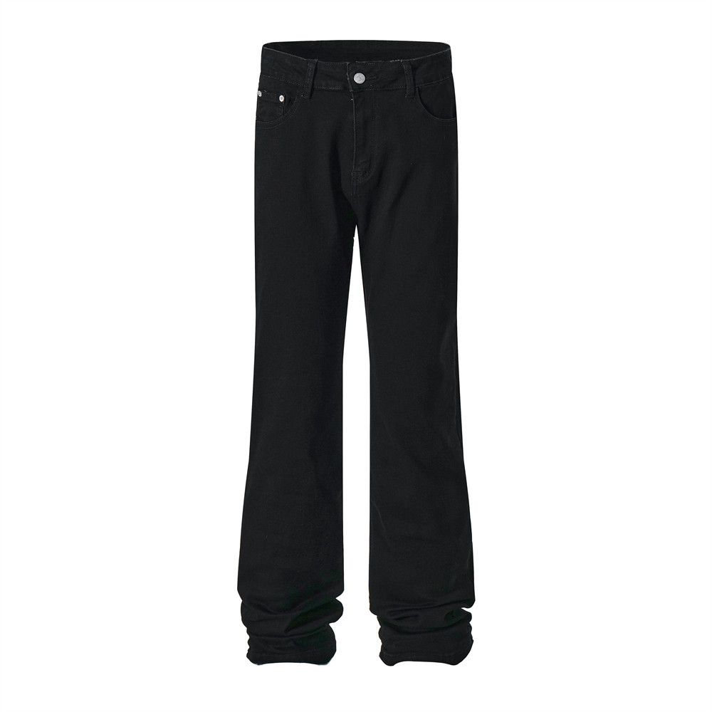 Casual Denim Men's Vibe Fashion High Street American Basic Solid Color Versatile Loose Straight Pants_mkmklike.com