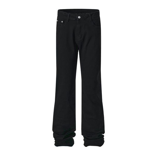 Casual Denim Men's Vibe Fashion High Street American Basic Solid Color Versatile Loose Straight Pants_mkmklike.com