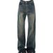 Men's Vintage Washed Jeans – High Street Oversized Wide-Leg Denim Pants With Distressed Details (Blue, S-3xl)_mkmklike.com