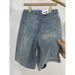 Women's Ripped Straight Leg Denim Shorts High Waist Loose Fit mid Length Unique Wide Leg Petites plus Size Summer Style_mkmklike.com