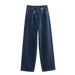 Women's Clothing Autumn New Jeans Retro High Waist Design Straight Wide Leg Pants_mkmklike.com