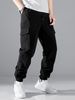New Men's Cargo Pa Spring Summer Flap Pocket Side Drawstring Waist Pa Fashion Casual Streetwear Black Male_mkmklike.com