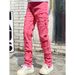 Men's Stretch Patchwork Jeans – Euro-American Slim Fit Denim Pants With Layered Design (Light Blue/Pink/Black/Khaki, Button Fly, Summer Casual)_mkmklike.com