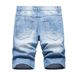 Men's Distressed Denim Shorts With Diamond Star Embroidery - Slim Fit Casual Ripped Jeans Shorts For Men_mkmklike.com