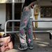 Men's American Style Cross Stitch Pink Patchwork Light Blue Washed Straight Leg Jeans - Slim Fit Casual Pants For Couples_mkmklike.com