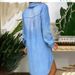 Popular Long Sleeve Button Pocket Solid Color Denim Shirt Dress_mkmklike.com