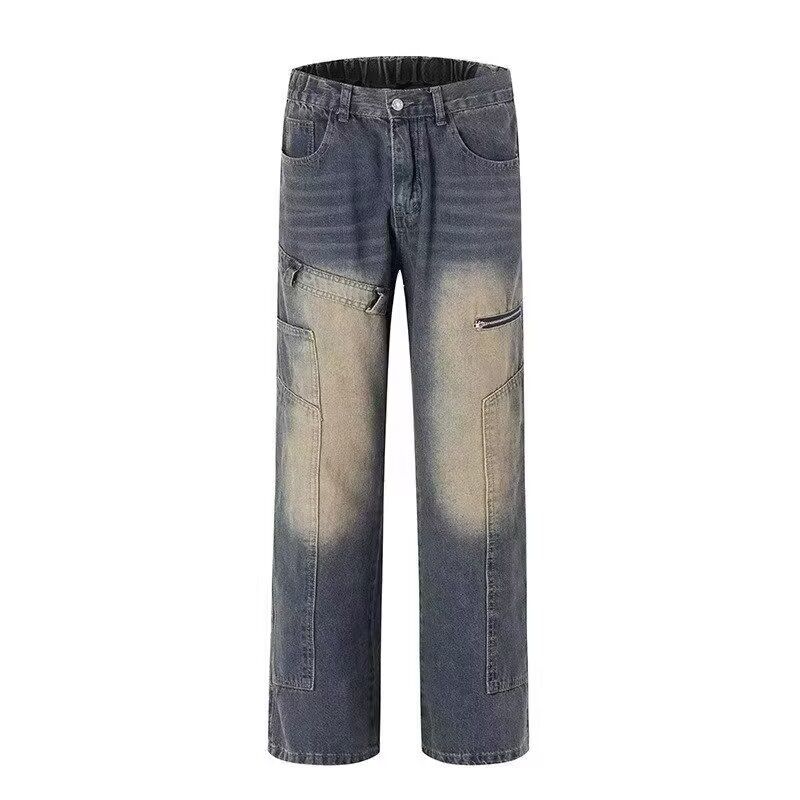 Unisex Vintage Washed Denim Jeans – Relaxed Straight-Leg With Whisker & Fade (S-3XL)_mkmklike.com