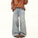 Vintage Washed Distressed Denim Jeans For Men & Women – Relaxed Fit Straight Leg Wide Trousers With Comfortable Stretch_mkmklike.com
