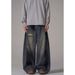Men’s Clothing High Street Graffiti Jeans Men And Women Ripped Design Vibe Loose Wide Leg Bloomers_mkmklike.com