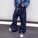 Men's Streetwear Double Waistband Patchwork Jeans – Loose Straight Leg Hip Hop Denim Pants (Black/White/Gray, S-XXXL)_mkmklike.com