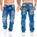 Cross Border Supply European And American New Fashion Jeans Casual Open Line Trousers Straight Men's Trousers Hip Hop Denim_mkmklike.com