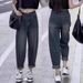 2025 Spring/Summer New Plus Size Vintage Harem Women, Slimming High-Waisted Cropped Jeans For Petite Pear-Shaped Figures_mkmklike.com