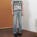 Men's Clothing High Street Cleanfit Old Ink Splashed Jeans For Men And Women Loose Straight Casual Niche Retro Pants Trend_mkmklike.com