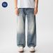 Men's Clothing Streetwear Distressed Jeans - American Style Washed Denim Pants With Bamboo Texture & Ripped Details (Light Blue)_mkmklike.com