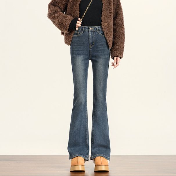 High-Quality Women's Flared Jeans 2025 Autumn/Winter High-Waisted Slight Flare Pants_mkmklike.com