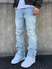 Cleanfit Style Slim Fit Jeans For Men Textured Hand Distressed Stretch Long Pants Versatile Flared_mkmklike.com